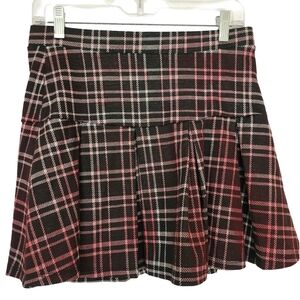 Y2K Hesperus Brown Plaid Pleated Mini Skirt Size Large
